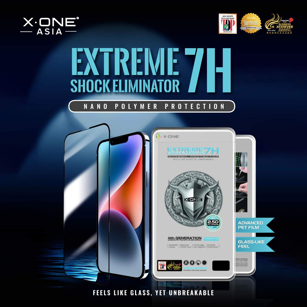 X-ONE PELLICOLA IN VETRO TEMPERATO Extreme Shock Eliminator 4th Gen 2.5D FULL SCREEN PER SMATHPHONE APPLE iPhone 15 Pro Max